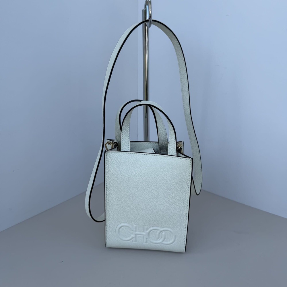 Jimmy Choo Mini Leather Shopper Crossbody Bag – Milk White
